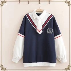 Juwas NEW ARRIVAL High School Bunny Velvet Polo Sweater