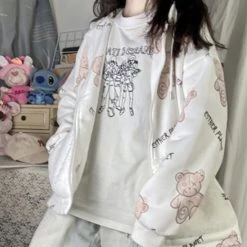 Juwas Cozy Teddy Bear Printed Loose Sweatshirt Coat NEW ARRIVAL 13 Juwas Cozy Teddy Bear Printed Loose Sweatshirt Coat NEW ARRIVAL