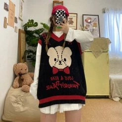 Juwas Love And Bear Loose Knitted Sweater