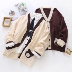 Juwas Kawaii Brown Bear Cardigan Jacket CLOTHING