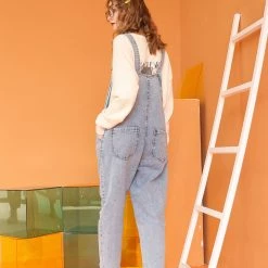 Juwas Chic Dog Print Denim Jumper Overalls