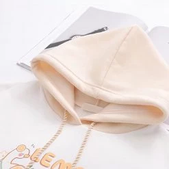 Juwas Cute Lemon Duck Print Pocket Hoodie