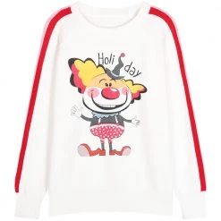 Juwas CLOTHING Adorable Holiday Clown Fake Collared Sweater