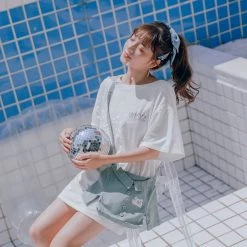 Juwas NEW ARRIVAL Kawaii Basic Tees With Fake Shirt Bag