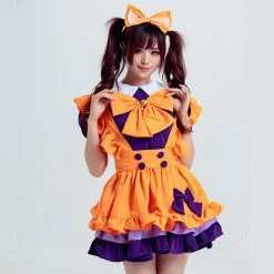 Juwas NEW ARRIVAL Cheeky Lolita Orange Front Bow Ruffled Mini Dress