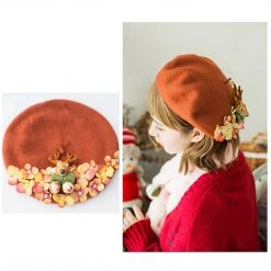Juwas Flowers Deer Beret Hat