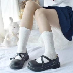 Juwas Lolita Basic School Girl Over The Ankle Socks