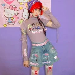 Juwas NEW ARRIVAL Kitties Print Short Skirt