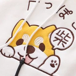 Juwas CLOTHING Japanese Shiba Inu Embroidery Warm Hoodie