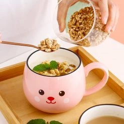 Juwas Cute Cartoon Rabbit Bear Frog Chick Ceramic Mug