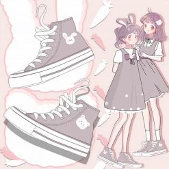 Juwas Bunny Bear High Top Canvas Sneaker Shoes