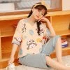 Juwas NEW ARRIVAL Cute Cartoon Cow Print Summer Cotton Pajamas Set