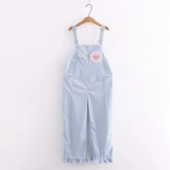 Juwas Rabbit Embroidery Pockets Corduroy Overalls