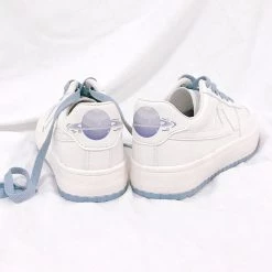 Juwas Chic Planet Print White Platform Sneakers Shoes