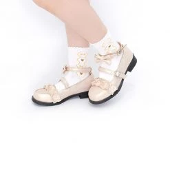 Juwas Sweet Lolita Ribbon Round Toe Doll Shoes