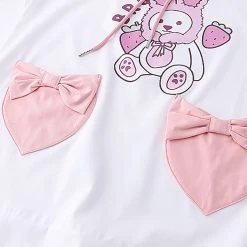 Juwas NEW ARRIVAL Bear Rabbit Print Drawstring Pockets Short Dress