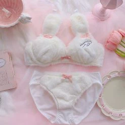 Juwas Cute Rabbit Furry Lingerie Set