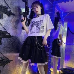 Juwas NEW ARRIVAL Goth Oversize Black Ruffle Skirt