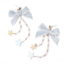 Juwas Ribbon Star Chain Silver Earrings NEW ARRIVAL