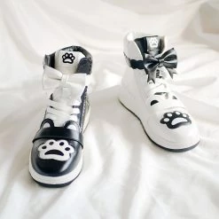 Juwas Shoes Lolita Bow Knot Paw High Top Sneaker