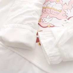 Juwas Cute Rabbit Print Fake Two Piece Hoodie CLOTHING