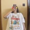 Juwas Cartoon Print Loose Cotton T-shirt