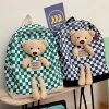 Juwas Bear Checkered Print Backpack NEW ARRIVAL