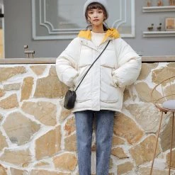 Juwas CLOTHING Simple Basic Creme Yellow Winter Jacket