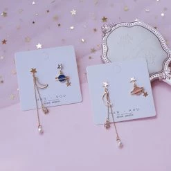 Juwas Chic Moon And Stars Ear Danglers