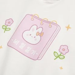 Juwas Cartoon Print Fake Two Piece Hoodie