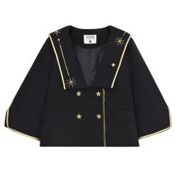 -Juwas NEW ARRIVAL Magical Star Girl Black Loose Coat