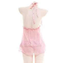 Juwas Sexy Lace Pink Halter Nightwear Lingerie CLOTHING