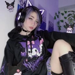 Juwas Pastel Goth Kuromi Hoodie CLOTHING
