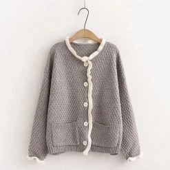 Juwas Lazy Ruffles Loose Knitted Sweater