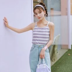 Juwas Stripe Lavender Cami Top