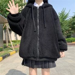 Juwas CLOTHING Fuzzy Pocket Hooded Jacket