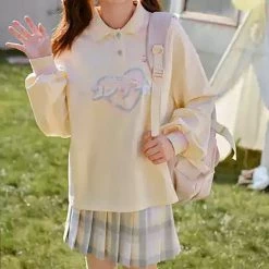 Juwas NEW ARRIVAL Japanese Love Heart Long Sleeve Polo Sweater