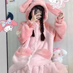 Juwas My Melody Pink Plush Hoodie Dress NEW ARRIVAL