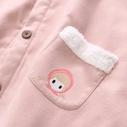 Juwas Hoodie Cat Ears Mushroom Print Pocket Cap Coat