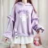 Juwas NEW ARRIVAL Angel Cat Purple Ruffle Sleeves Hoodie
