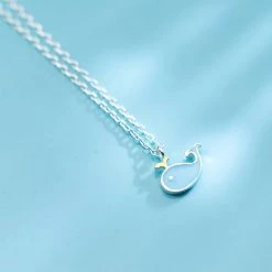 Juwas Blue Whale Pendant Silver Necklace Fashion & Beauty