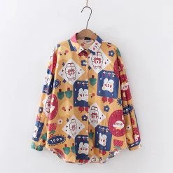 Juwas Cartoon Rabbit Pattern Shirt