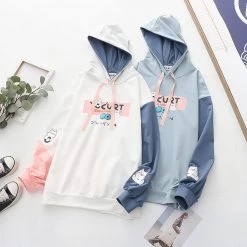 Juwas Yogurt Kitty Two-Tone Hooded Sweater CLOTHING