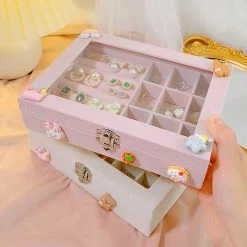 Juwas Classy Pastel Clear Jewelry Box Fashion & Beauty