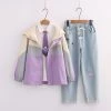 Juwas Cartoon Embroidery Coat Tie Shirt Denim Pants
