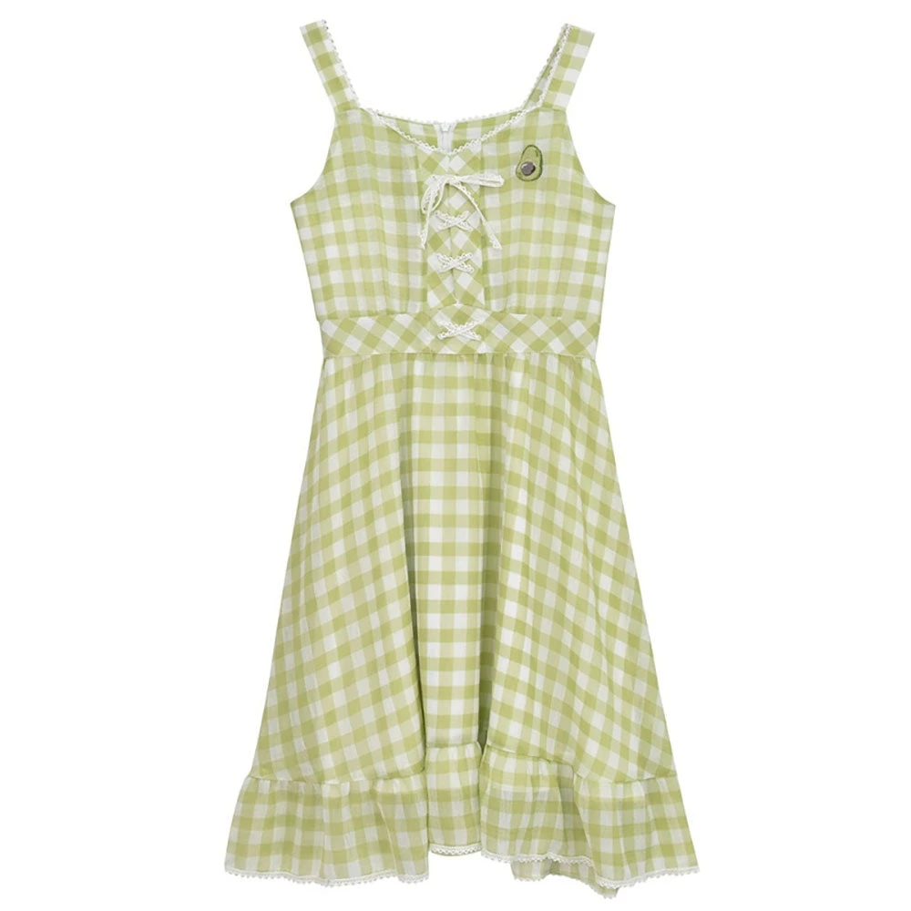 Juwas Kawaii Avocado Plaid Summer Dress NEW ARRIVAL 9 Juwas Kawaii Avocado Plaid Summer Dress NEW ARRIVAL