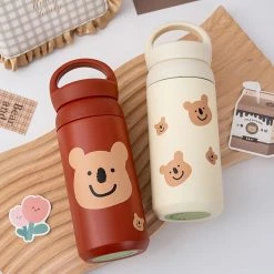 Juwas Cartoon Bear Print Thermos Bottle
