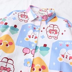 Juwas Cartoon Rabbit Pattern Shirt