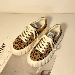 Juwas Leopard Print Canvas Sneakers Shoes