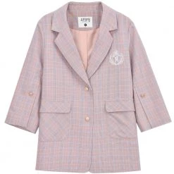 Juwas NEW ARRIVAL Kawaii College Pink Plaid Coat Blazer 14 Juwas NEW ARRIVAL Kawaii College Pink Plaid Coat Blazer